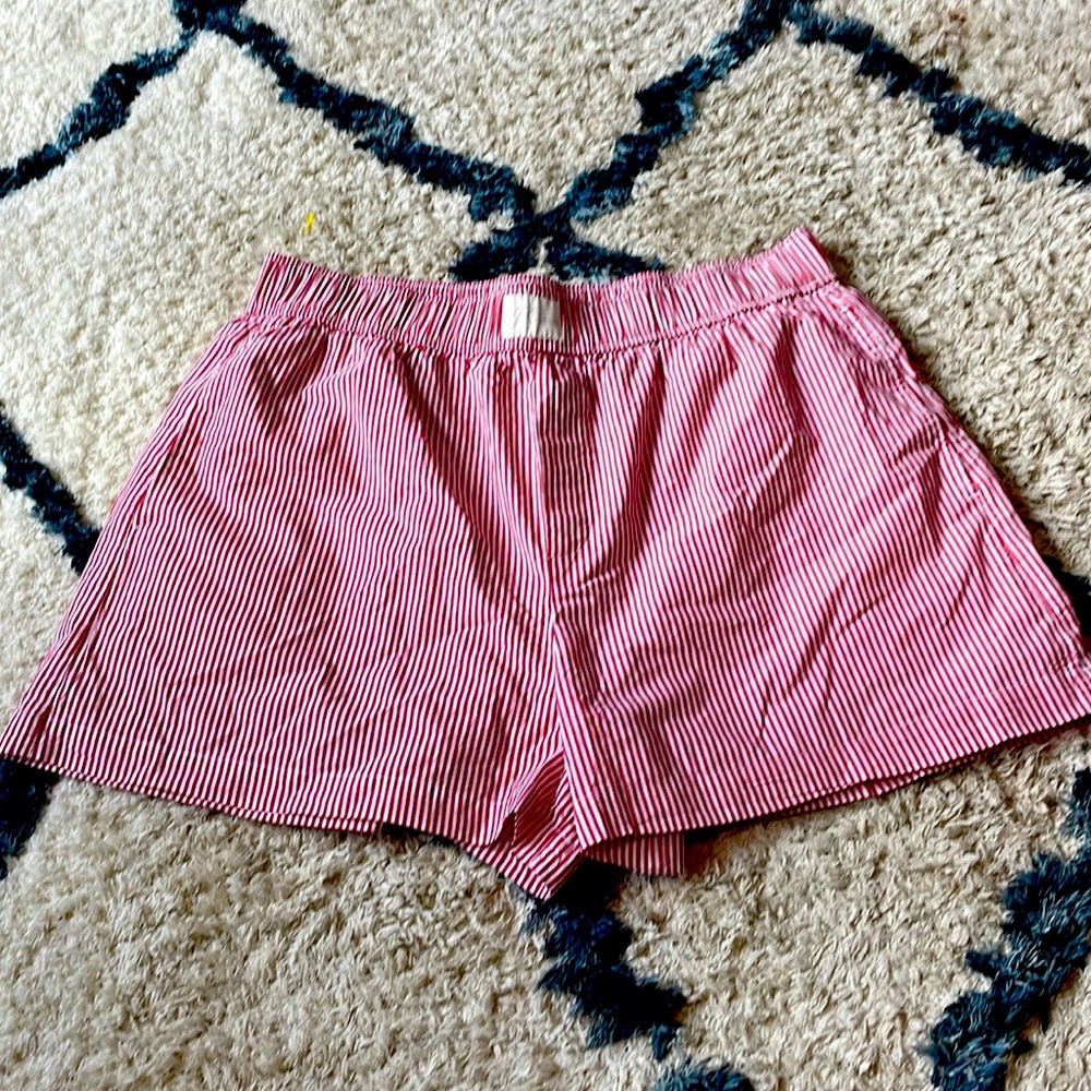 Red and white striped shorts